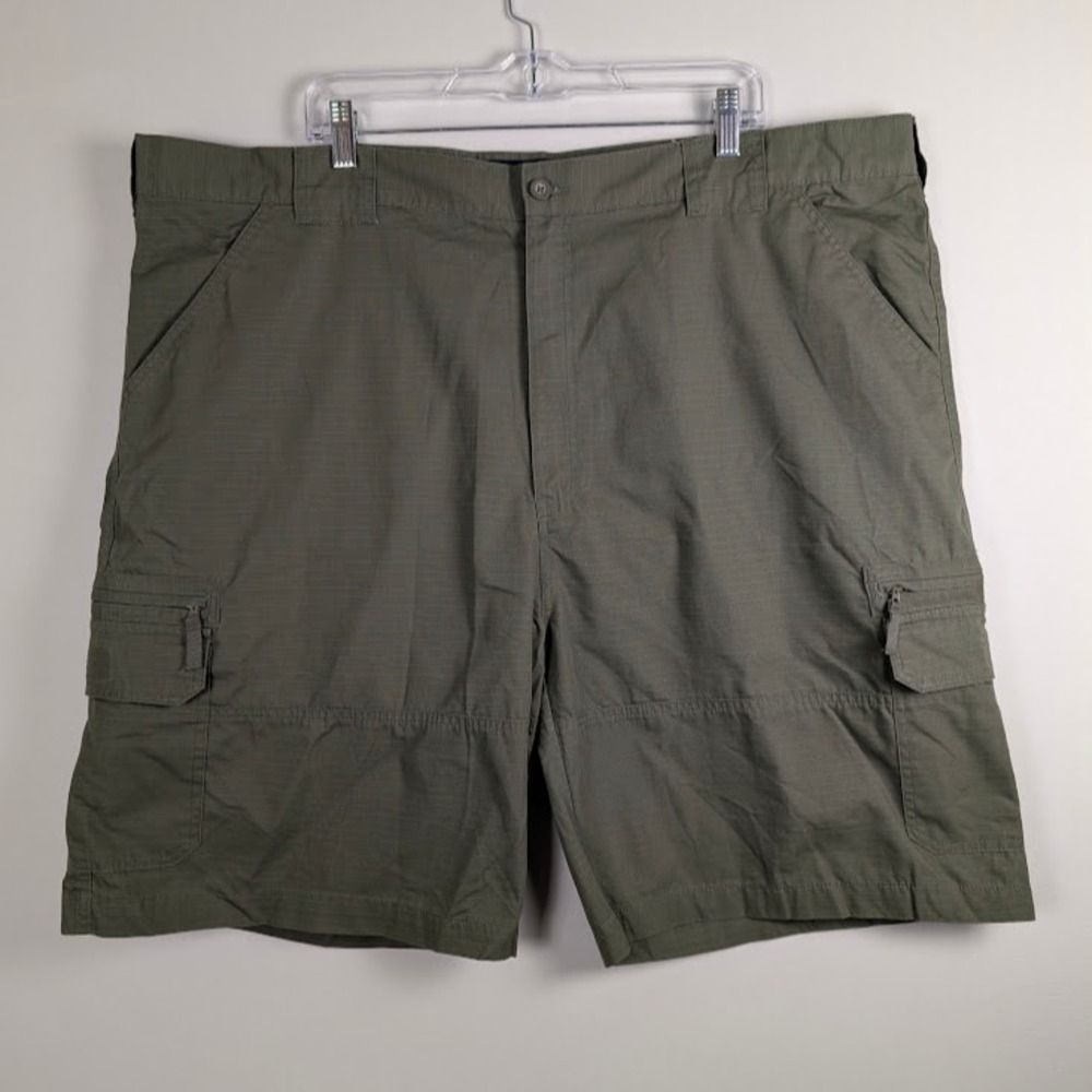 Harbor Bay HB Sport Cargo Shorts Mens 48" Olive Green 100% Ripstop Cotton